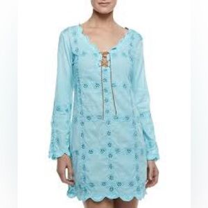 Letarte Long Sleeve Embroidered Swimsuit Coverup Sz Small